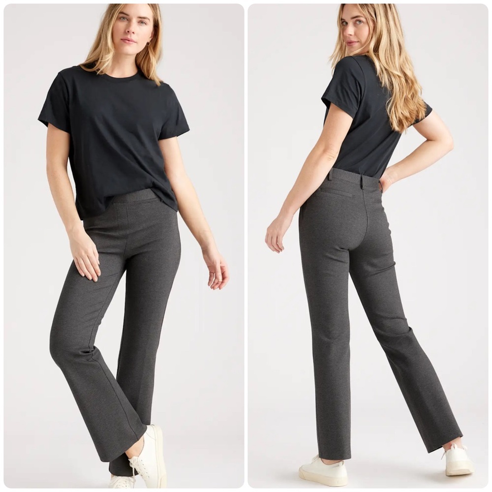QUINCE Ultra Stretch Ponte Bootcut Pants in Charcoal